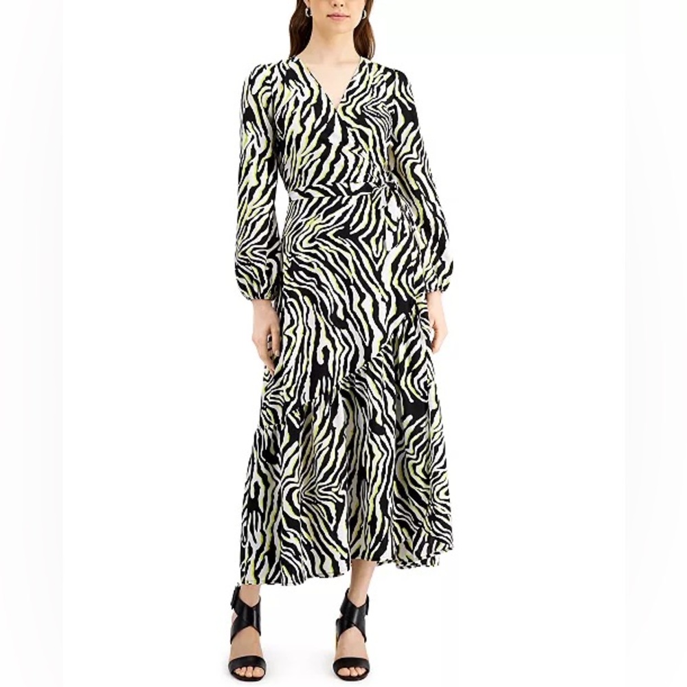 Bar III Zebra Print Maxi Wrap Dress